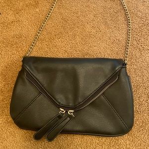 Black mini clutch with gold chain